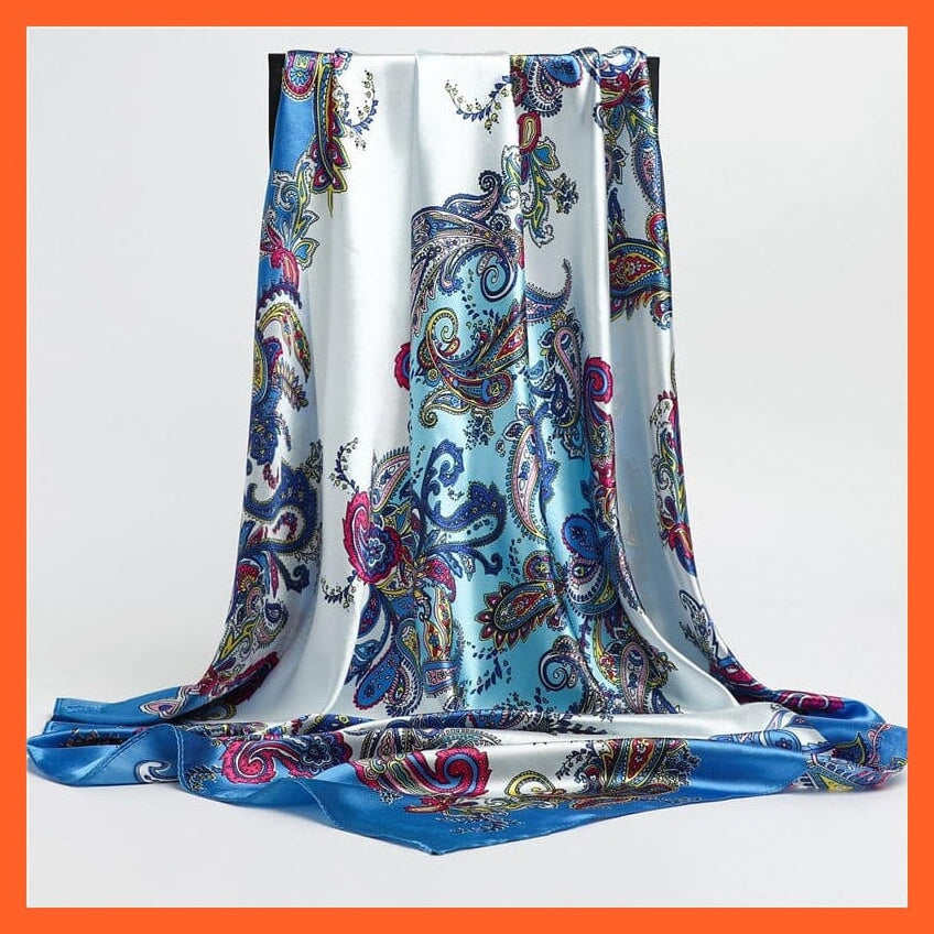 whatagift.com.au Women's Scarf Neckerchief Shawl Wraps | Print Silk Satin Square Scarf Women's Elegant Bandana