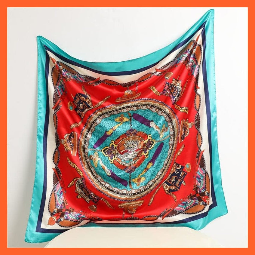 whatagift.com.au Women's Scarf Neckerchief Shawl Wraps | Print Silk Satin Square Scarf Women's Elegant Bandana