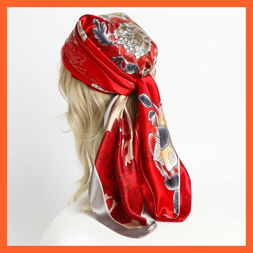 whatagift.com.au Women's Scarf Neckerchief Shawl Wraps | Print Silk Satin Square Scarf Women's Elegant Bandana