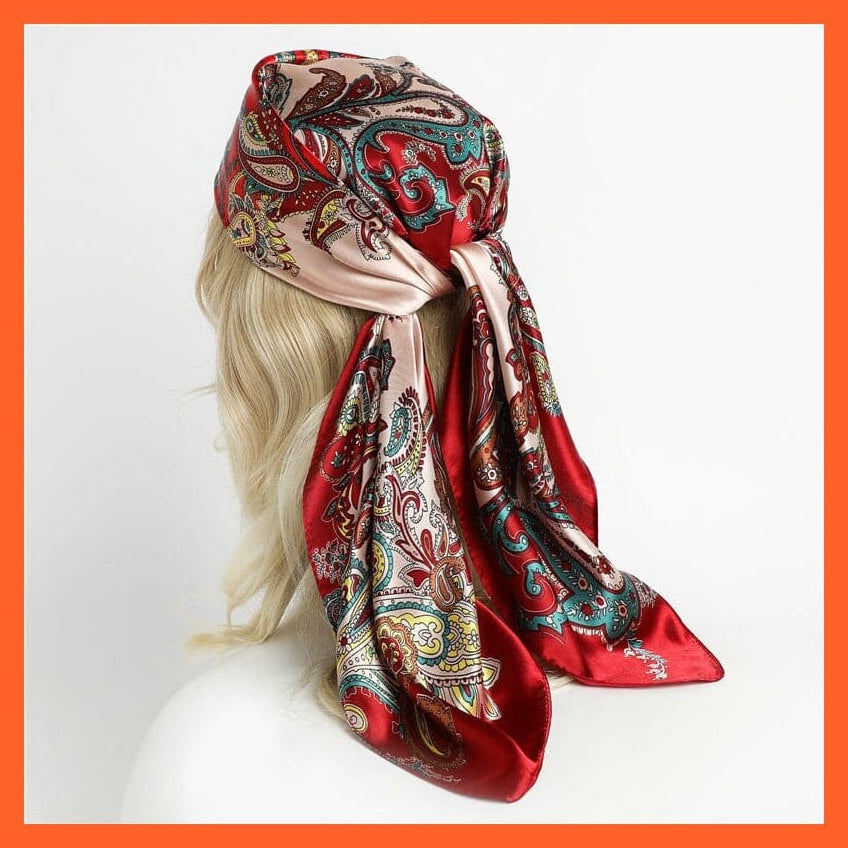 whatagift.com.au Women's Scarf Neckerchief Shawl Wraps | Print Silk Satin Square Scarf Women's Elegant Bandana