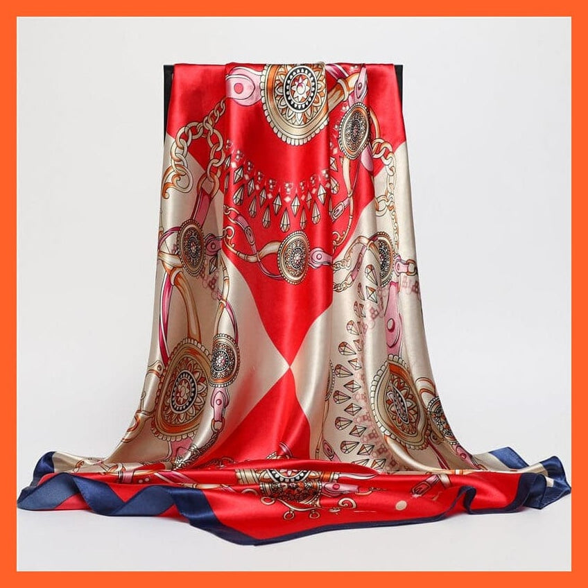 whatagift.com.au Women's Scarf Neckerchief Shawl Wraps | Print Silk Satin Square Scarf Women's Elegant Bandana