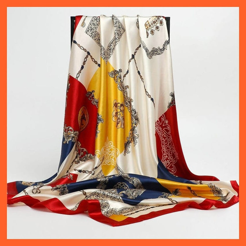 whatagift.com.au Women's Scarf Neckerchief Shawl Wraps | Print Silk Satin Square Scarf Women's Elegant Bandana