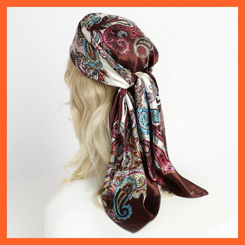 whatagift.com.au Women's Scarf Neckerchief Shawl Wraps | Print Silk Satin Square Scarf Women's Elegant Bandana