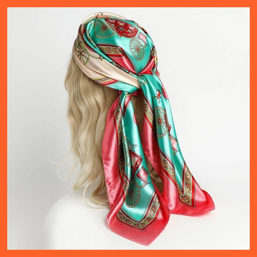 whatagift.com.au Women's Scarf Neckerchief Shawl Wraps | Print Silk Satin Square Scarf Women's Elegant Bandana