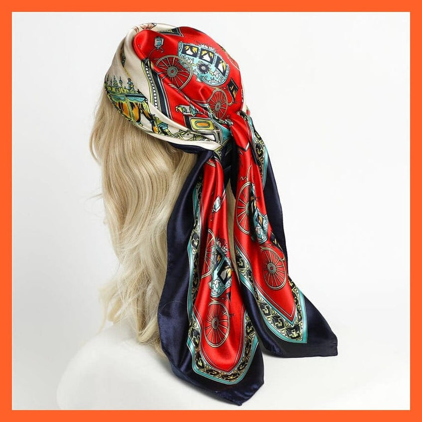 whatagift.com.au Women's Scarf Neckerchief Shawl Wraps | Print Silk Satin Square Scarf Women's Elegant Bandana