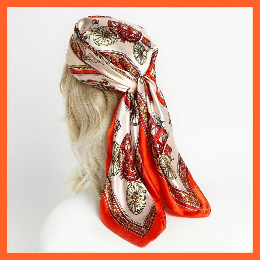 whatagift.com.au Women's Scarf Neckerchief Shawl Wraps | Print Silk Satin Square Scarf Women's Elegant Bandana