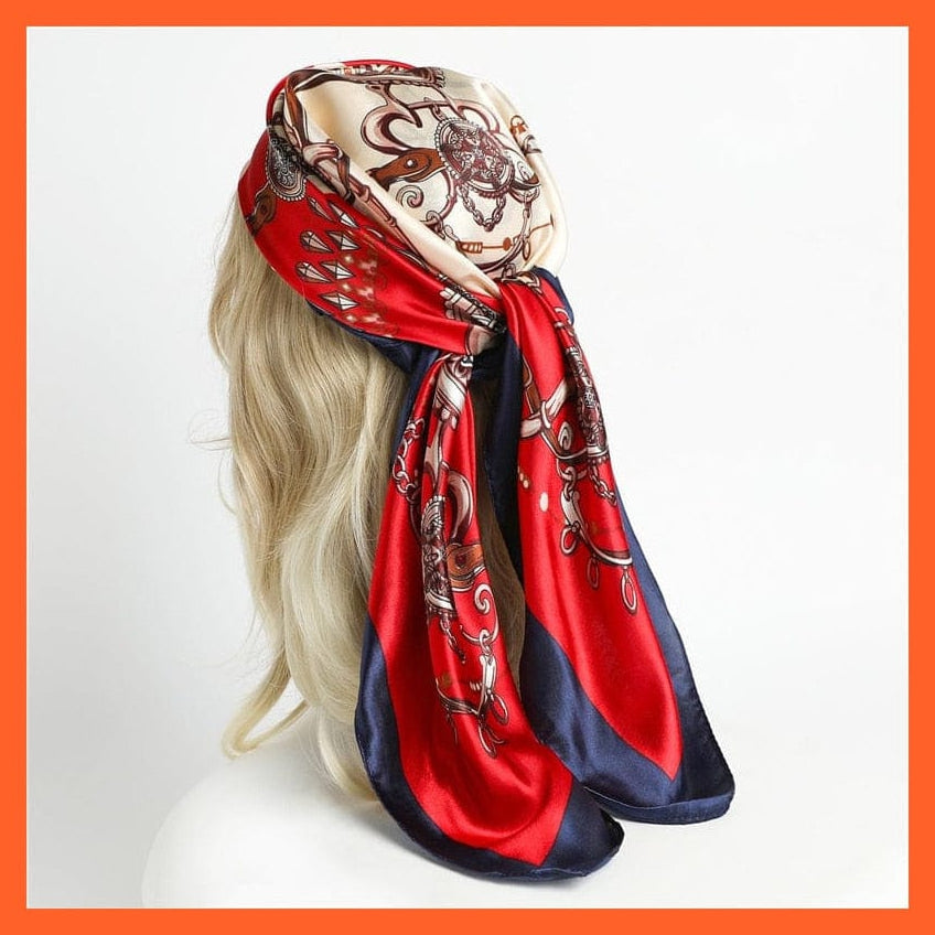 whatagift.com.au Women's Scarf Neckerchief Shawl Wraps | Print Silk Satin Square Scarf Women's Elegant Bandana