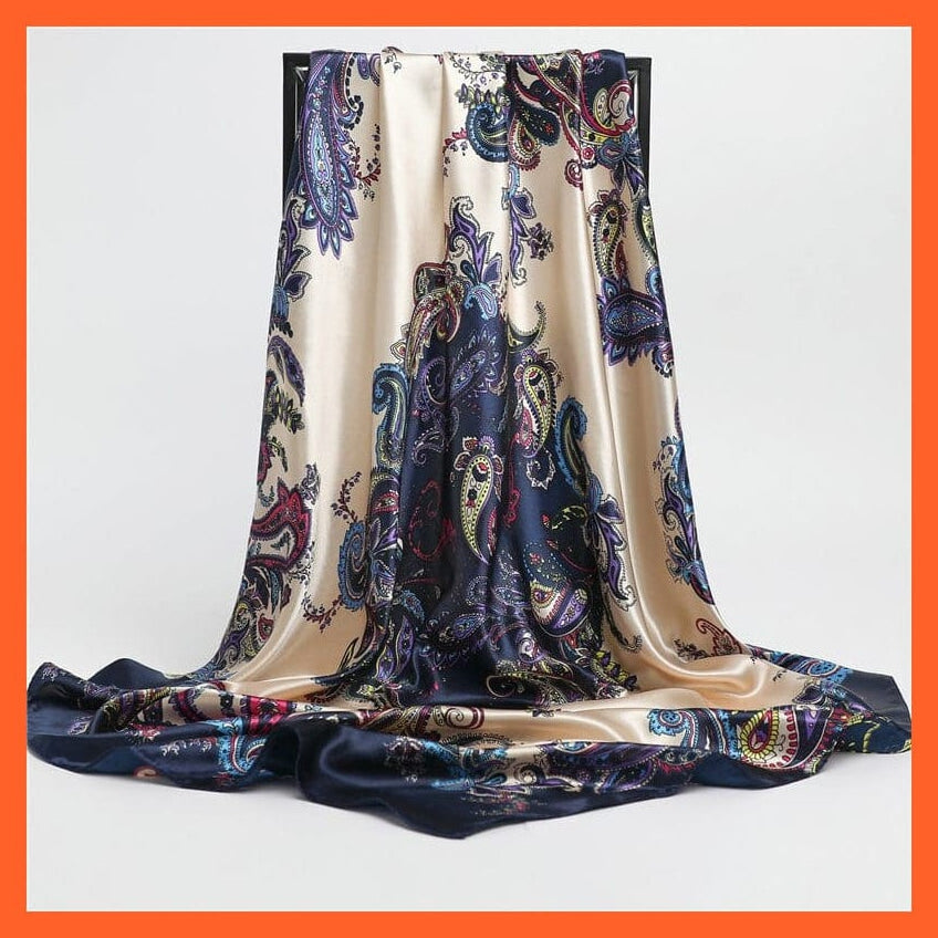 whatagift.com.au Women's Scarf Neckerchief Shawl Wraps | Print Silk Satin Square Scarf Women's Elegant Bandana