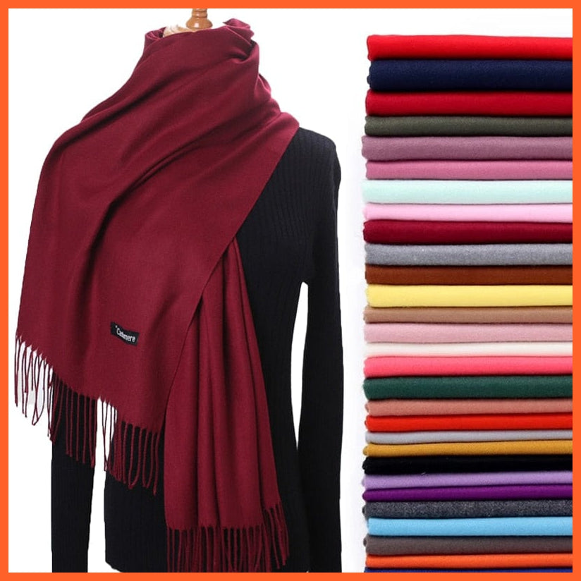 whatagift.com.au Women's Scarf New Winter Women Warm Cashmere Solid Scarf | Hijab Long Pashmina Bandana Wraps