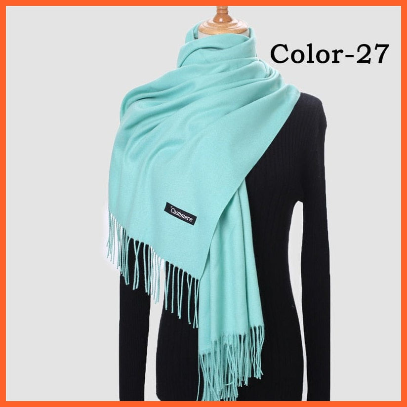 whatagift.com.au Women's Scarf New Winter Women Warm Cashmere Solid Scarf | Hijab Long Pashmina Bandana Wraps