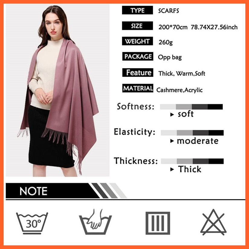 whatagift.com.au Women's Scarf New Winter Women Warm Cashmere Solid Scarf | Hijab Long Pashmina Bandana Wraps