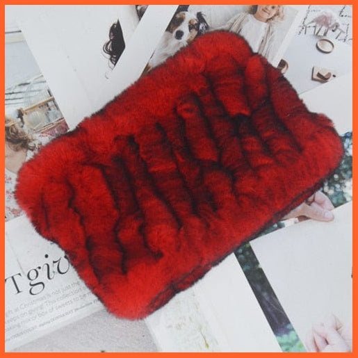 whatagift.com.au Women's Scarf sunlight red Women Handmade 100% Real Rex Fur Knitted Scarf | Genuine Fur Ring Scarves