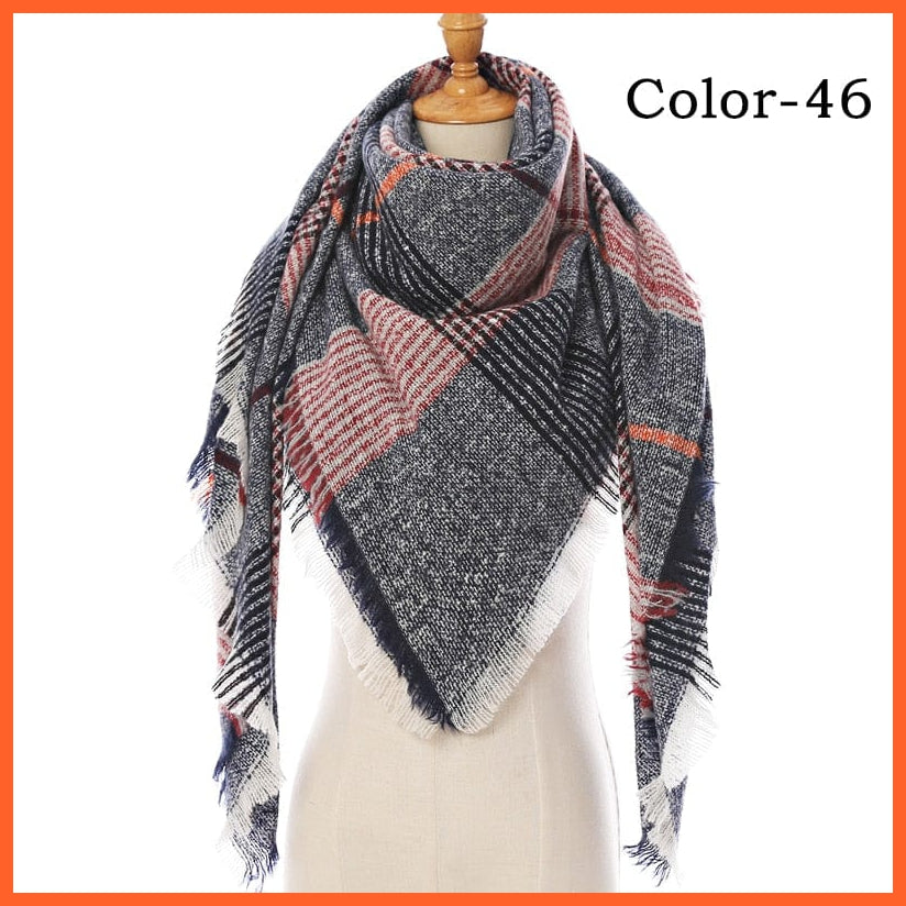 whatagift.com.au Women's Scarf UE-46 Designer Knitted Women's Scarf | Plaid Warm Cashmere Luxury Brand Neck Bandana