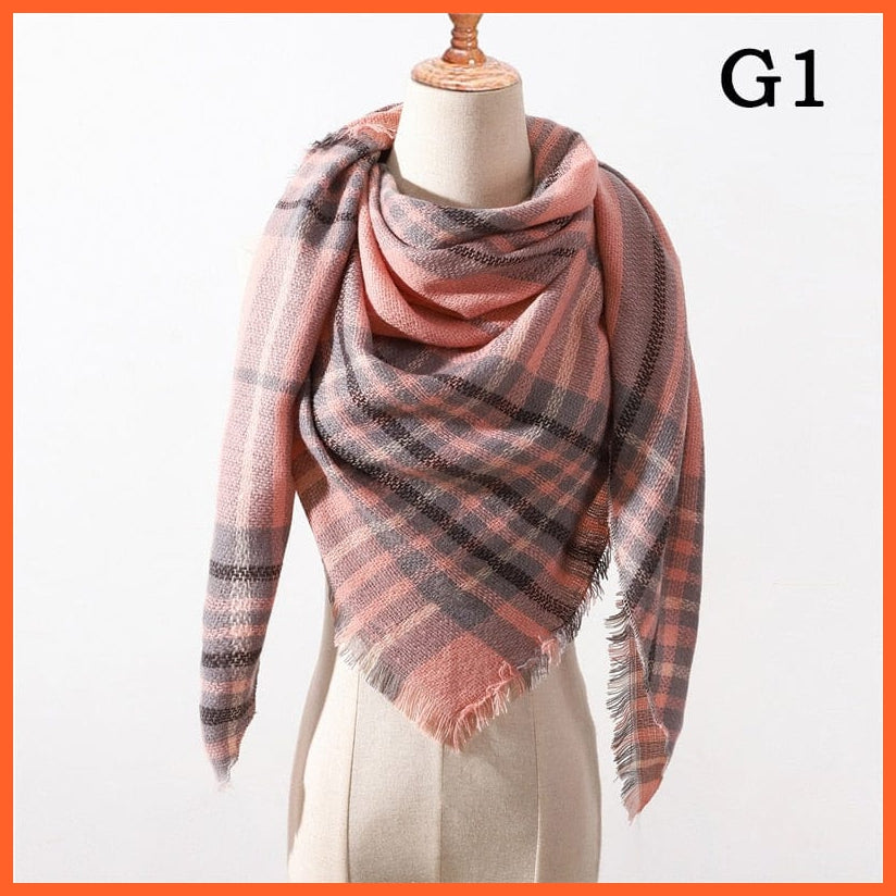 whatagift.com.au Women's Scarf UG-1 Designer Knitted Women's Scarf | Plaid Warm Cashmere Luxury Brand Neck Bandana