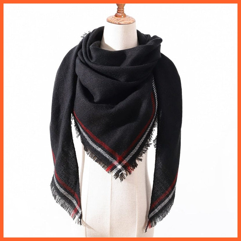 whatagift.com.au Women's Scarf UL-4 Designer Knitted Women's Scarf | Plaid Warm Cashmere Luxury Brand Neck Bandana
