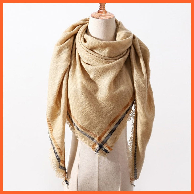 whatagift.com.au Women's Scarf UL-7 Designer Knitted Women's Scarf | Plaid Warm Cashmere Luxury Brand Neck Bandana