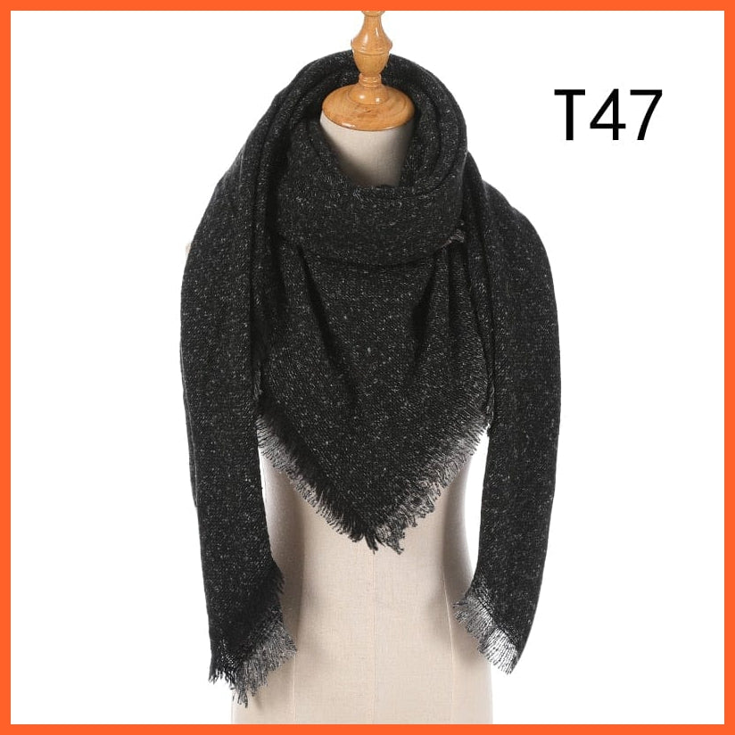 whatagift.com.au Women's Scarf UT-47 Designer Knitted Women's Scarf | Plaid Warm Cashmere Luxury Brand Neck Bandana
