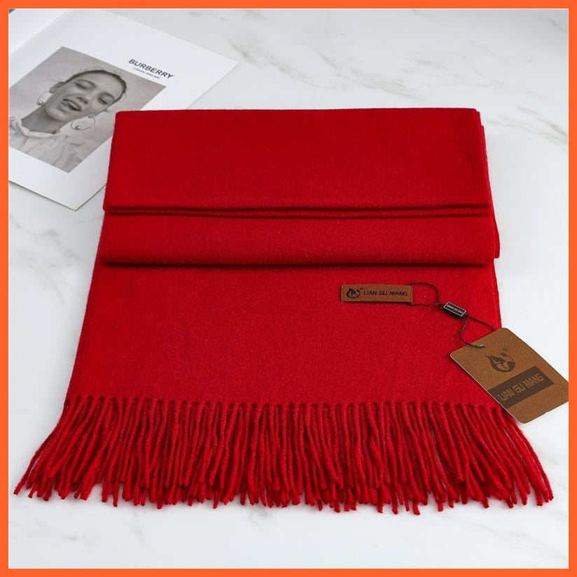 whatagift.com.au Women's Scarf Winter Cashmere Scarf Thick Warm Pashmina Shawl | Women Solid Color Tassel Hijabs