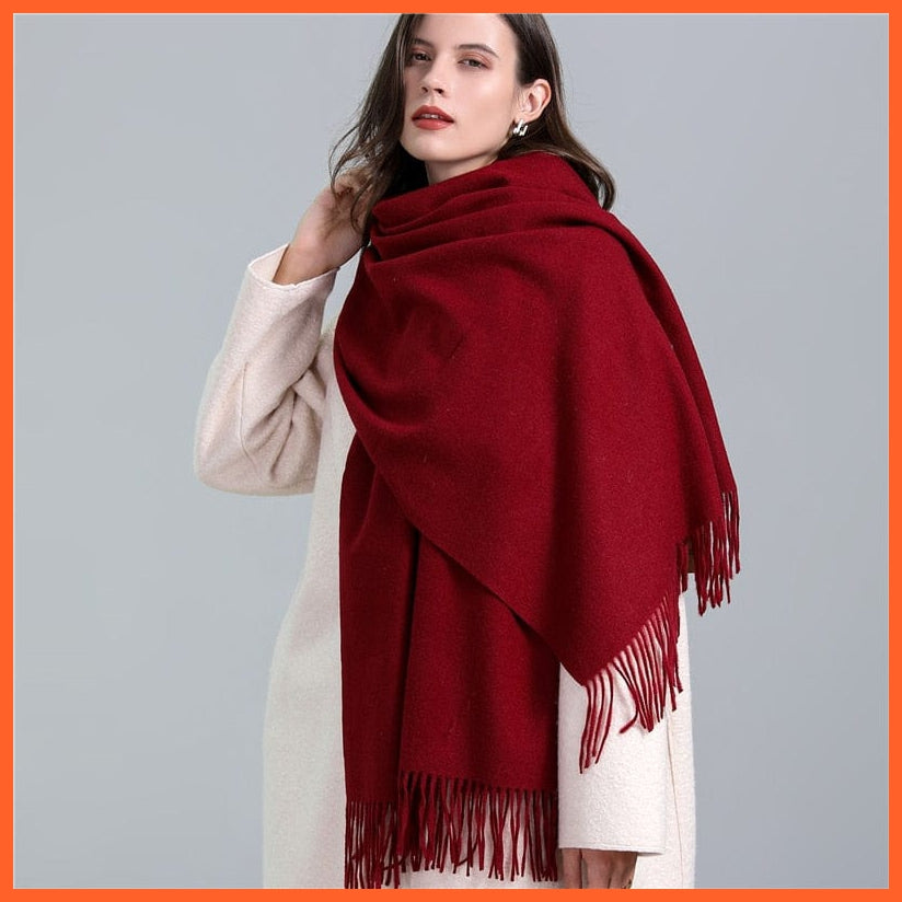 whatagift.com.au Women's Scarf Winter Cashmere Scarf Thick Warm Pashmina Shawl | Women Solid Color Tassel Hijabs