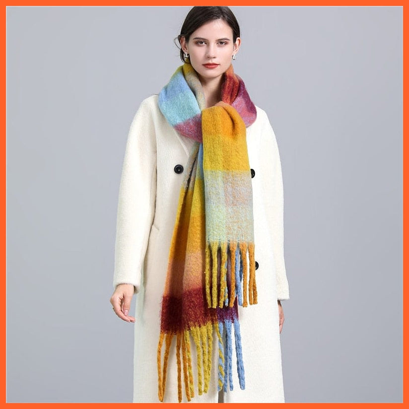 whatagift.com.au Women's Scarf WJ137-13 New Women's Plaid Scarf Winter Pashmina Shawls | Cashmere Thick Warm Scarves