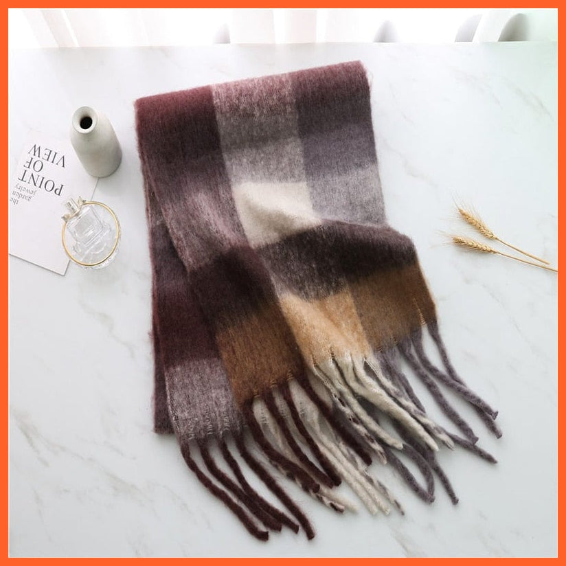 whatagift.com.au Women's Scarf WJ137-16 New Women's Plaid Scarf Winter Pashmina Shawls | Cashmere Thick Warm Scarves