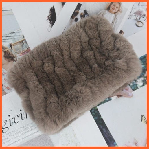 whatagift.com.au Women's Scarf Women Handmade 100% Real Rex Fur Knitted Scarf | Genuine Fur Ring Scarves