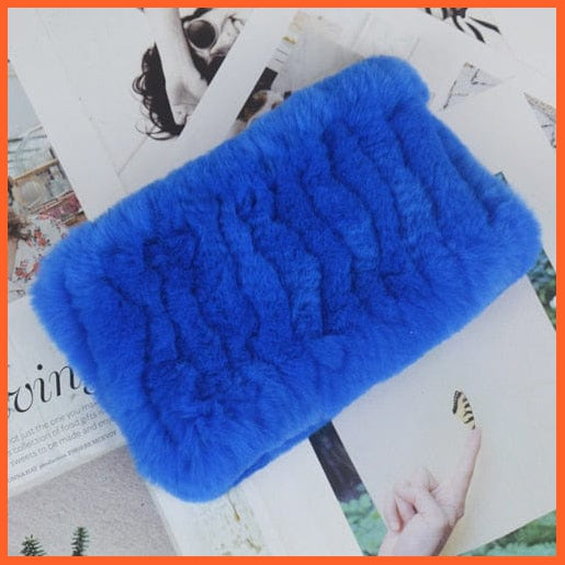 whatagift.com.au Women's Scarf Women Handmade 100% Real Rex Fur Knitted Scarf | Genuine Fur Ring Scarves