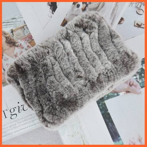 whatagift.com.au Women's Scarf Women Handmade 100% Real Rex Fur Knitted Scarf | Genuine Fur Ring Scarves