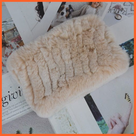 whatagift.com.au Women's Scarf Women Handmade 100% Real Rex Fur Knitted Scarf | Genuine Fur Ring Scarves