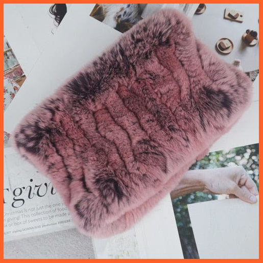 whatagift.com.au Women's Scarf Women Handmade 100% Real Rex Fur Knitted Scarf | Genuine Fur Ring Scarves