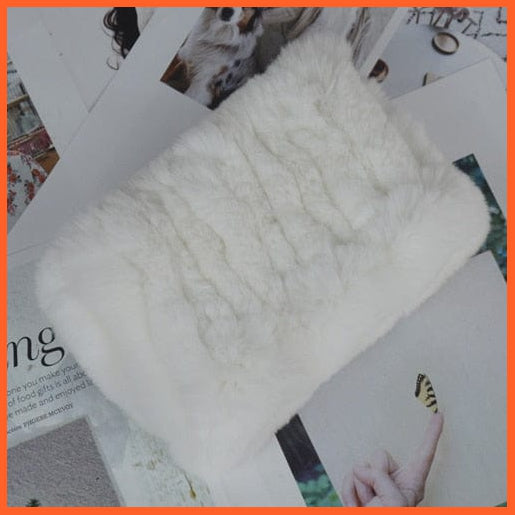 whatagift.com.au Women's Scarf Women Handmade 100% Real Rex Fur Knitted Scarf | Genuine Fur Ring Scarves