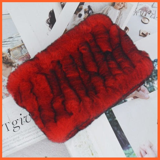 whatagift.com.au Women's Scarf Women Handmade 100% Real Rex Fur Knitted Scarf | Genuine Fur Ring Scarves