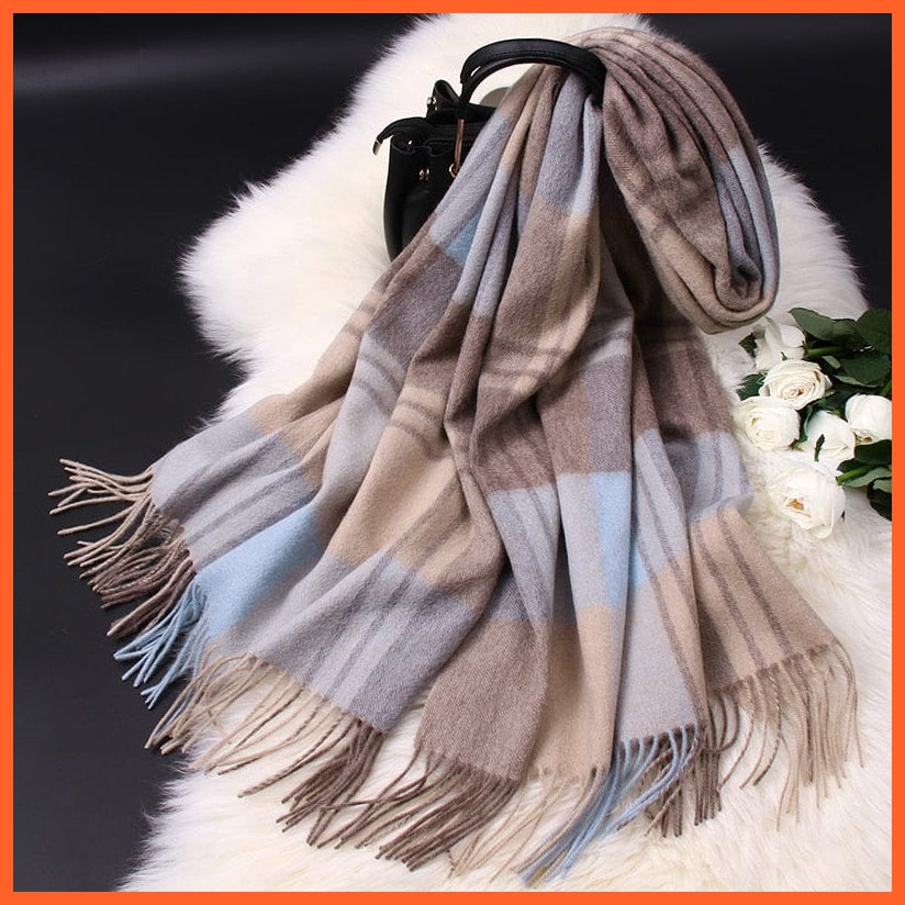 whatagift.com.au Women's Scarf Women's Thick Warm Cashmere Shawls | Plaid Pashmina winter Wool Scarves