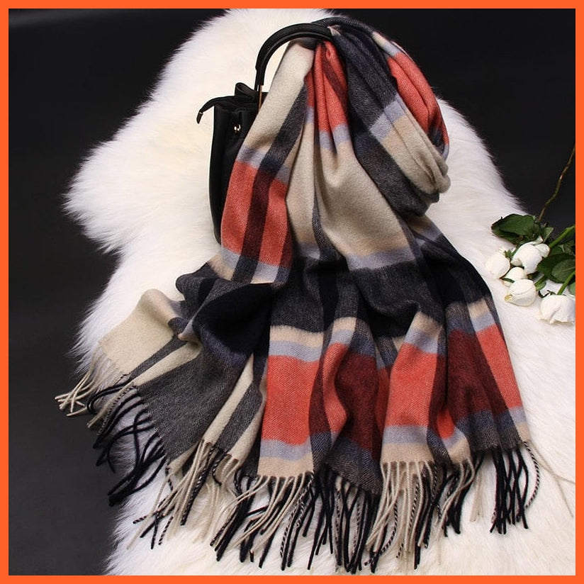 whatagift.com.au Women's Scarf Women's Thick Warm Cashmere Shawls | Plaid Pashmina winter Wool Scarves