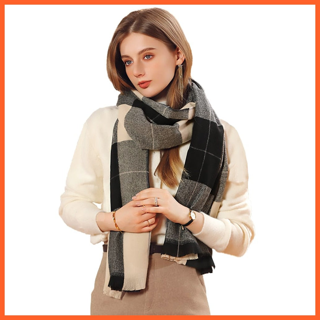 whatagift.com.au Women's Scarf Women's Winter Scarf | Cashmere Muffler Classic Plaid Shawl Soft Wraps