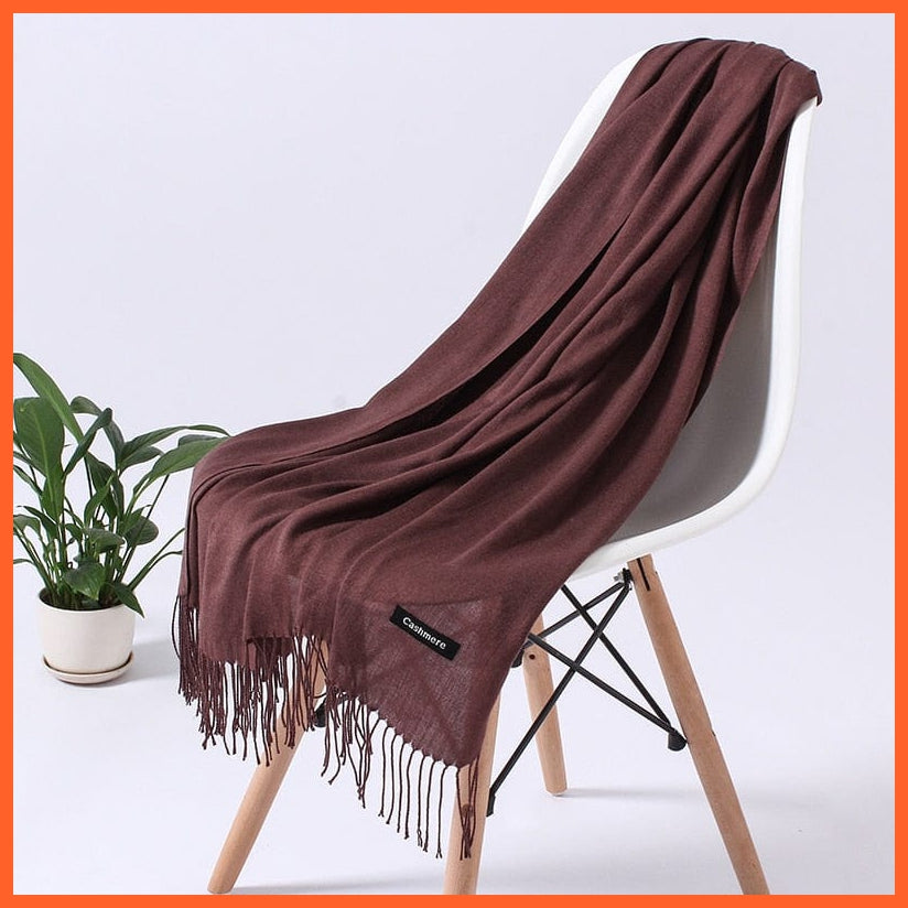 whatagift.com.au Women's Scarf Women Scarf Winter Hijabs Tassels | Long  Shawls Cashmere-Like Pashmina