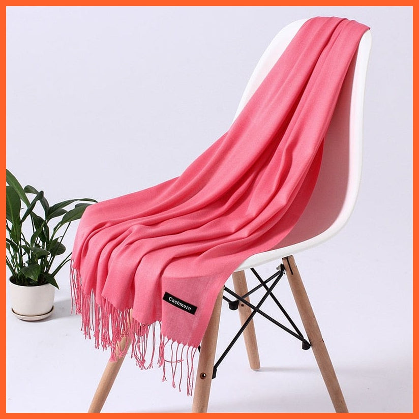 whatagift.com.au Women's Scarf Women Scarf Winter Hijabs Tassels | Long  Shawls Cashmere-Like Pashmina