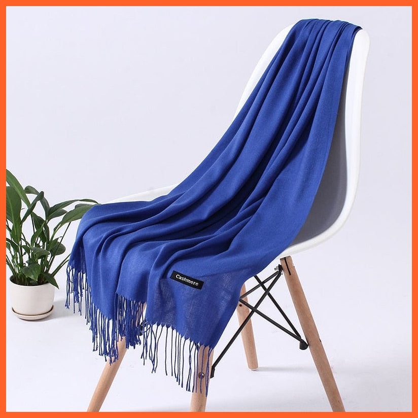 whatagift.com.au Women's Scarf Women Scarf Winter Hijabs Tassels | Long  Shawls Cashmere-Like Pashmina