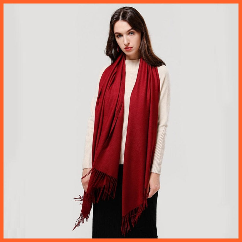 whatagift.com.au Women's Scarf Women Scarf Winter Hijabs Tassels | Long  Shawls Cashmere-Like Pashmina