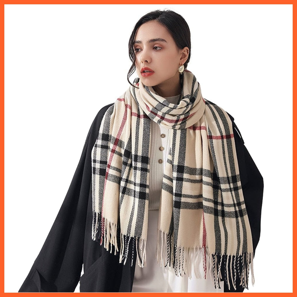 whatagift.com.au Women's Scarf Women Winter Scarf Cashmere Feeling Muffler | Classic Plaid Shawl Wrap