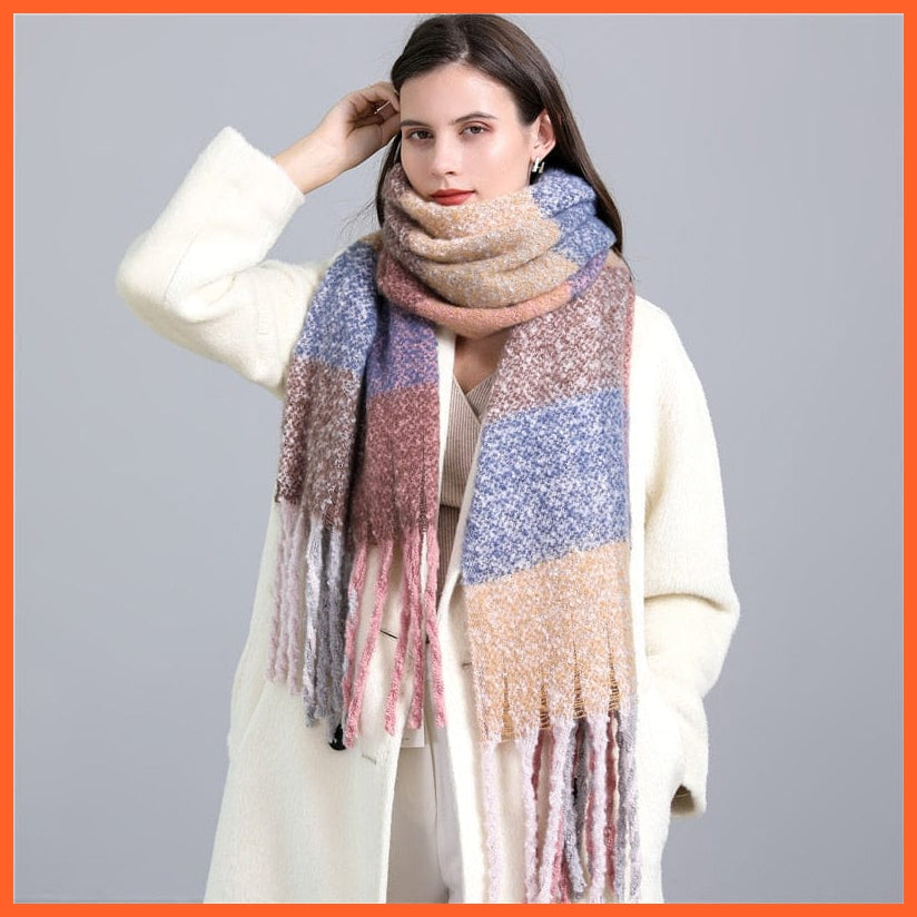 whatagift.com.au Women's Scarf WT58-8 New Women's Plaid Scarf Winter Pashmina Shawls | Cashmere Thick Warm Scarves