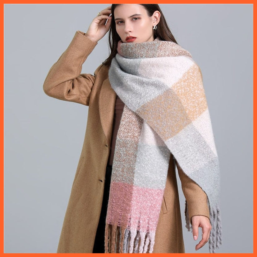 whatagift.com.au Women's Scarf WT59-3 New Women's Plaid Scarf Winter Pashmina Shawls | Cashmere Thick Warm Scarves