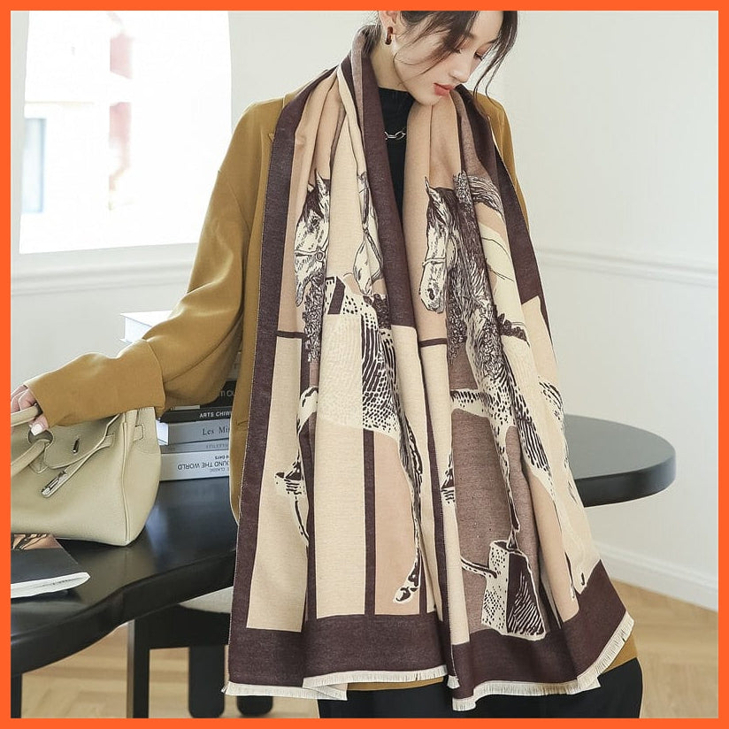 whatagift.com.au Women's Scarf WYT13-4 Warm Winter Scarf Cashmere Women's Pashmina Design Print Shawl Wraps