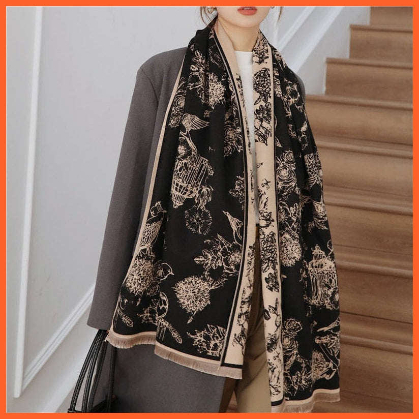 whatagift.com.au Women's Scarf WYT297-1 Warm Winter Scarf Cashmere Women's Pashmina Design Print Shawl Wraps