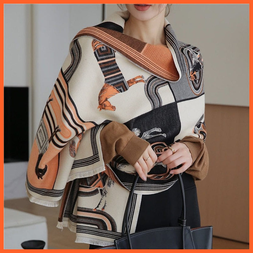 whatagift.com.au Women's Scarf WYT300-1 Warm Winter Scarf Cashmere Women's Pashmina Design Print Shawl Wraps