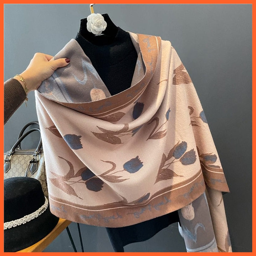 whatagift.com.au Women's Scarf WYT325-2 Warm Winter Scarf Cashmere Women's Pashmina Design Print Shawl Wraps