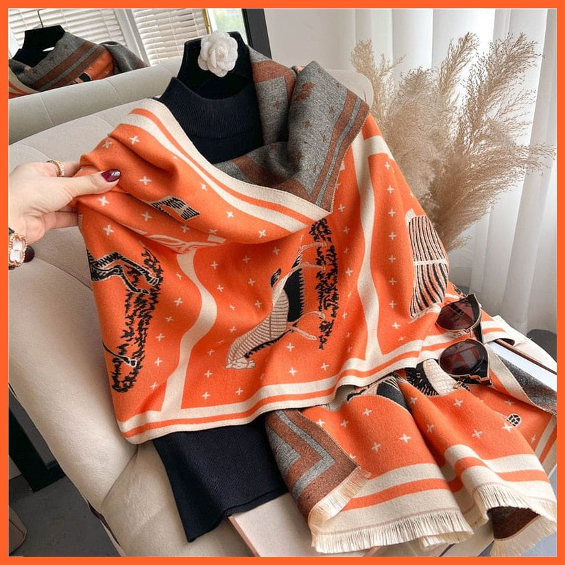 whatagift.com.au Women's Scarf WYT332-2 Warm Winter Scarf Cashmere Women's Pashmina Design Print Shawl Wraps
