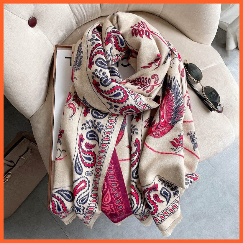 whatagift.com.au Women's Scarf WYT36-4 Warm Winter Scarf Cashmere Women's Pashmina Design Print Shawl Wraps