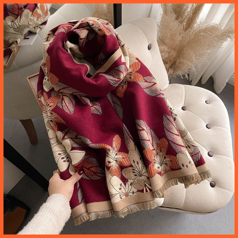 whatagift.com.au Women's Scarf WYT399-2 Warm Winter Scarf Cashmere Women's Pashmina Design Print Shawl Wraps