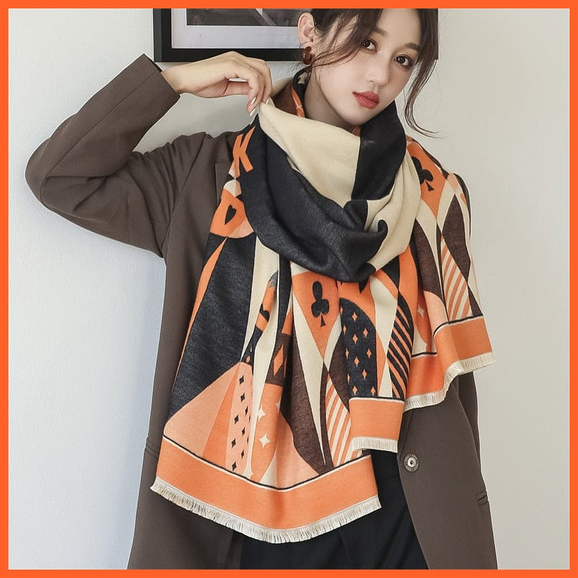 whatagift.com.au Women's Scarf WYT6-4 Warm Winter Scarf Cashmere Women's Pashmina Design Print Shawl Wraps
